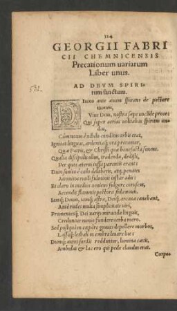 Georgii Fabricii Chemnicensis Precationum variarum Liber unus.