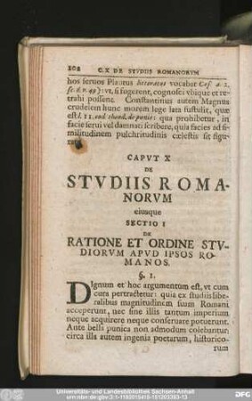 Caput X De Studiis Romanorum eiusque