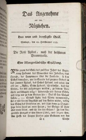 Das neun und dreyßigste Stück. Montags, den 29. Herbstmonat, 1755.