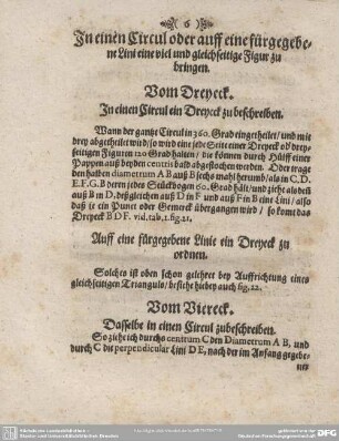 Vom Viereck. Dasselbe in einen Circul zubeschreiben.