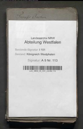 Prozessführung des aufgehobenen Domkapitels Paderborn