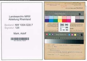 Entnazifizierung Adolf Mark , geb. 17.12.1885 (Kippmeister)