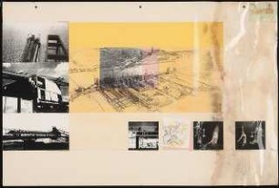 Hafentypisches Wahrzeichen für das Ocean-Service-Center, Hamburg Schinkelwettbewerb 1989: Perspektivische Ansichten (Collage)