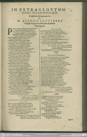 In Tetraglottum Opus Harmonicum