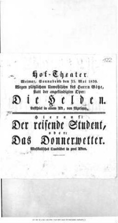 Der reisende Student, oder: Das Donnerwetter