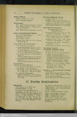 VI. Behördenverzeichnis : Deutsche Reichs-Behörden