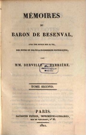 Mémoires du Baron de Besenval. 2