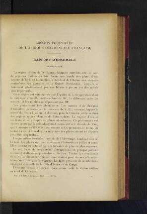 Mission Forestière De L'Afrique Occidentale Francaise.