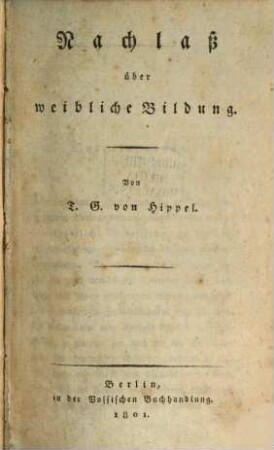 Nachlaß über weibliche Bildung