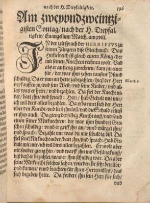 Am zweyvndzweintzigsten Sontag, nach der H. Dreyfaltigkeit, Euangelium Matth. am xviij.
