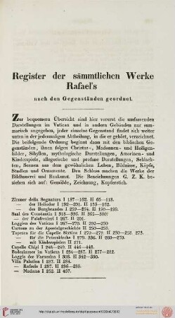 Register der sämtlichen Werke Rafael's