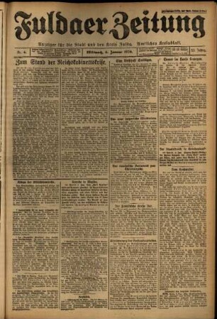 Erste Ausgabe vom Mittwoch, den 06. Januar 1926.