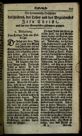 Die harmonische Geschichte des Leidens, des Todes und des Begräbnißes Jesu Christi, aus den vier Evangelisten zusammen gezogen.