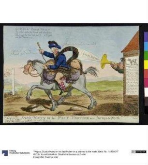 Scotch Harry on his fast trotter on a journey to the north