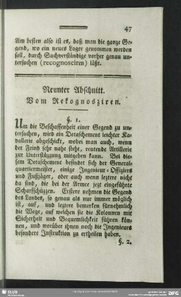 Neunter Abschnitt. Vom Rekognosziren