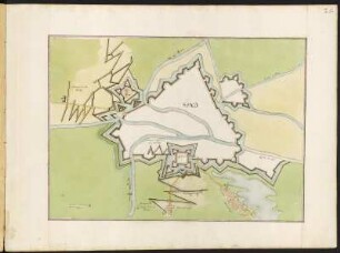 Plan der Festung Gent, kolorierte Handzeichnung, vor 1695