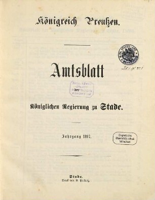 Amtsblatt für den Regierungsbezirk Stade. 1897