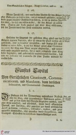 Fünftes Capitul. Von Gerichtlichen Citationen, Communicationen, und Mandaten