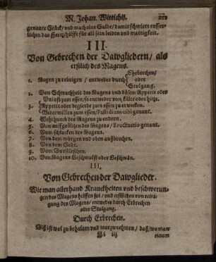 Von Gebrechen der Dawglieder, als erstlich des Magens