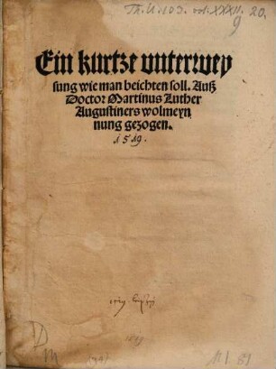 Ein kurtze unterweysung wie man beichten soll