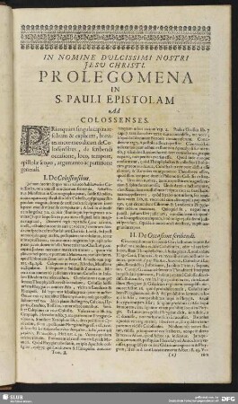 Prolegomena In S. Pauli Epistolam Ad Colossenses