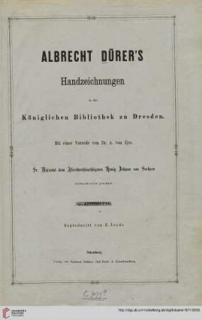 Albrecht Dürers Handzeichnungen in der Königlichen Bibliothek zu Dresden