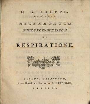 Diss. phys.-med. inaug. de respiratione