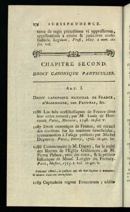 274-282, Chapitre Second. Droit Canonique Particulier.