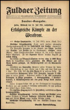 Ausgabe vom Mittwoch, den 14. Juli 1915.