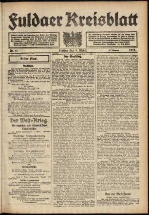 Erste Ausgabe vom Freitag, den 09. März 1917.