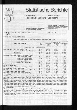 Verbraucherpreise in Hamburg Januar und Februar 1979 : Lfd. Nr. 4