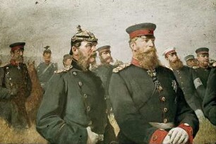 General Reille überbringt König Wilhelm I. auf dem Schlachtfelde von Sedan das Schreiben Kaiser Napoleons