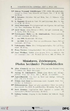 Miniaturen, Zeichnungen, Photos berühmter Persönlichkeiten (Nr. 64-142)