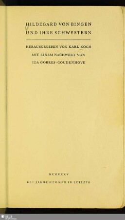 Hildegard von Bingen und ihre Schwestern