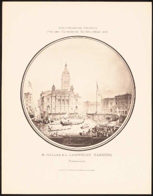 Hervorragende Projekte für den Hamburger Rathausbau 1876: Perspektivische Ansicht