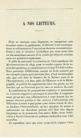 A Nos Lecteurs.