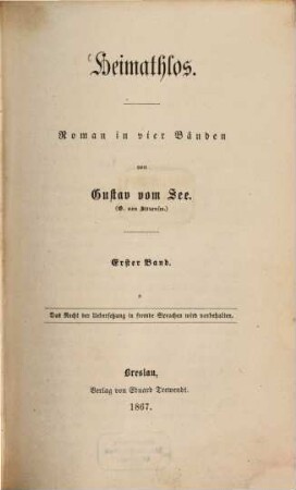 Heimathlos : Roman in vier Bänden, 1