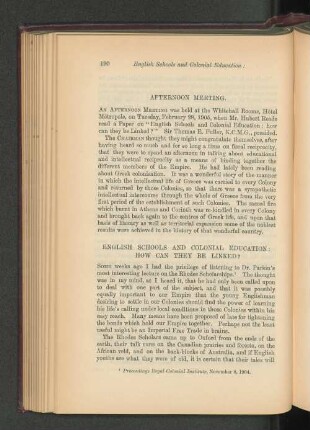 English Schools and Colonial Education : How can They be Linked ? By Hubert Rende.