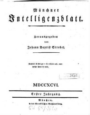 Münchner Intelligenzblatt, 1796