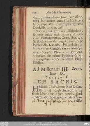 Sectio I. De Sacris.