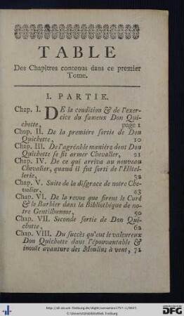 Table des Chapitres contenus dans ce premier Tome.
