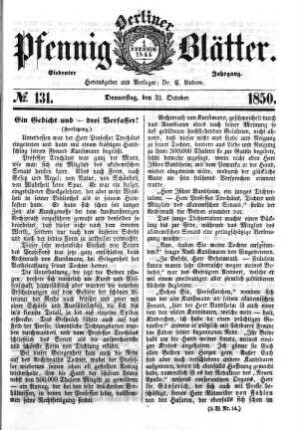 No. 131, Donnerstag, den 31. Oktober