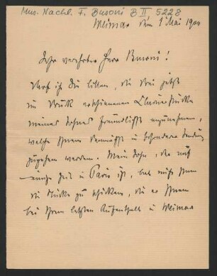 Brief an Ferruccio Busoni : 01.05.1900