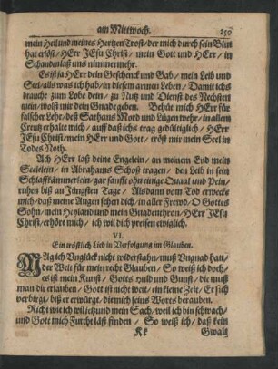 VI. Ein tröstlich Lied in Verfolgung im Glauben.