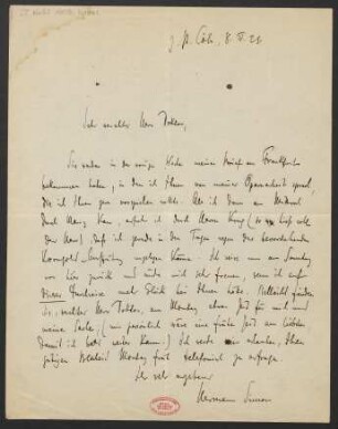 Brief an Ludwig Strecker an B. Schott's Söhne : 08.04.1921