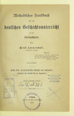 Teil 3: Preußisch-deutsche Geschichte vom Jahrhundert Friedrichs des Großen bis zur Gegenwart