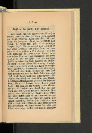 Geht in die frische Luft hinaus!