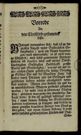 Vorrede An den Christlich-gesinnten Leser.