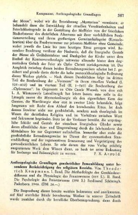 367-369 [Rezension] Kampmann, Theoderich, Anthropologische Grundlagen ganzheitlicher Frauenbildung