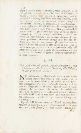 §. VI. Dell' Attitudine agli Affari, cioé all' Agricoltara, ...